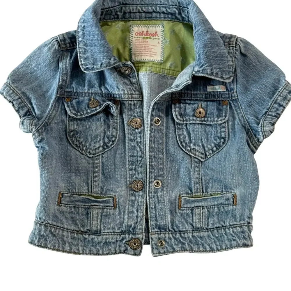 OshKosh B'Gosh Size 5 Short Sleeve Denim Jean Jacket Light Wash Kids